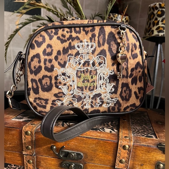🐆JUICY COUTURE VIRAL NATURAL CHOCOLATE LEOPARD JUICY FOR ALL CROSSBODY BAG🐆NWT - Picture 3 of 13